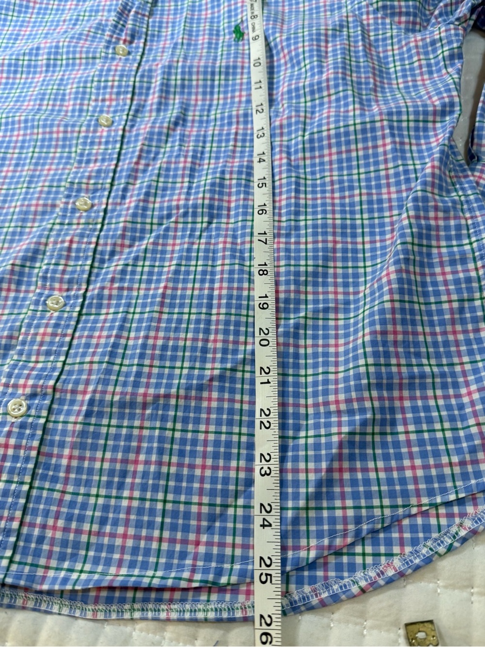 Upcycled Mens Ralph Lauren Pink, Blue & Green Plaid Button-Down Shirt - Picture 8 of 8